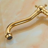 abordables Classiques-mitigeur de lavabo de salle de bain robinets de lavabo courts et hauts, robinet à double poignée en laiton vintage avec tuyau froid et chaud