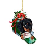 billige Tretilbehør-julepynt hundebil hengende ornament, akryl 2d flattrykt nøkkelring, valgfri akrylpryd og bil bakspeil tilbehør minnegavepakke