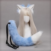 economico Accessori per acconciature-peluche orecchie di volpe e coda accessori cosplay simulazione fatta a mano orecchie di bestia cerchi per capelli e set di gioielli di coda