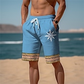 baratos shorts de suor 3d masculino-Homens Sol Estampas Abstratas Shorts de moletom Shorts de praia Shorts Terry Cintura Média Estilo Étnico Retro Vintage Diário Feriado Streetwear Com Cordão Cintura elástica Impressão 3D Designer Roupa