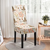 abordables Funda para silla de comedor-Funda elástica para silla de comedor con hojas, funda suave para asiento de silla, protector de muebles lavable duradero para fiesta en el comedor