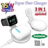 economico elettrodomestici-Stazione di ricarica 3 in 1 per caricabatterie wireless da viaggio Apple per caricabatterie MagSafe compatibile con un&#039;ampia gamma di dispositivi per Apple Watch/iWatch/Airpods/per iPhone 14 13 12