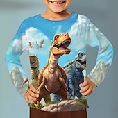 cheap Boy&#039;s 3D Animals-Boys 3D Graphic Animal Dinosaur T shirt Tee Long Sleeve 3D Print Summer Spring Fall Sports Fashion Streetwear Kids 3-12 Years 4-12 Years Outdoor Casual Daily Regular Fit