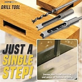 cheap Drill Bit Set-Square Hole Drill Bits for Wood, Woodworking Hole Saw Mortising Chisel Drill Bits1/4 inch, 5/16 inch, 3/8 inch, 1/2 inch
