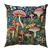 abordables Style Vintage-Housse de coussin double face, taie d&#039;oreiller carrée décorative douce en forme de champignon fantaisie, pour chambre à coucher, salon, canapé, chaise, 1 pièce