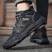 cheap Hiking Boots-Men&#039;s Brown Faux Leather Outdoor Hiking Boots with Handcrafted Stitching, Lace-Up Design, and Non-Slip Sole - Durable and Comfortable Adventure Footwear