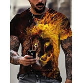 billige T-skjorter med dyreprint-Herre Grafisk Dyr Løve T skjorte Kortermet T skjorte 3D-utskrift Crew-hals Skjorte Årgang Mote Designer utendørs Daglig Sport Mørkebrun Svart Gul Vår sommer Klær S M L XL 2XL 3XL