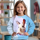 levne 3D zvířata dívky-Dívčí 3D Komiks Králíček Mikina Dlouhý rukáv 3D tisk Léto Podzim Módní Šik ven Rozkošný Polyester Děti 3-12 let Venkovní Ležérní Denní Běžný