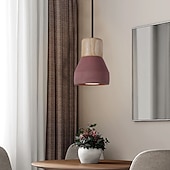 cheap Island Lights-LED Pendant Light Wood Art Cement Concrete Hanging Lamp Simple Cafe Restaurant Bar Pendant Light E27 Light Source Metal Iron Art Droplight Flashlight Concrete Ceiling Light 110-240V