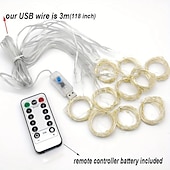 levne USB String světla-Světelné řetězy 100/200/300 LED diody 1 sada Teplá bílá Bílá Červená Okno / Závěs / Rampouch světla Dovolená 5 V