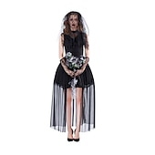 levne Klasický horor-Beetlejuice Duch nevěsta Lydia Deetzová Šaty Cosplay kostým Sukénka Dospělé Dámské Večírek Karneval Jednoduchý karnevalový kostým