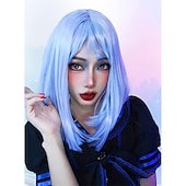 billige Syntetiske trendy parykker-rosa bob parykker med smell 12 tommer korte rett bob parykker fargerik syntetisk cosplay daglig fest parykk for kvinner