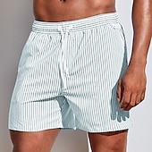 お買い得  男性用水泳パンツ-男性用 ボードショーツ スイムショーツ スイムトランク サマーショーツ ビーチショーツ ドローストリング メッシュ裏地付き 弾性ウエスト グラフィック 縞 高通気性 ソフト ショート カジュアル 日常 祝日 ストリートファッション ハワイアン ライトグリーン ピンク マイクロエラスティック