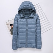 billiga Puffers &amp; Parka-dam pufferjacka med hoodie jacka vandring dunjacka vinter utomhus termisk varm packbar vattentät vindtät jacka topp full längd synlig dragkedja fiske camping / vandring / grottvandring
