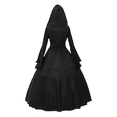 preiswerte Kleid-Punk &amp; Gothic Mittelalterlich Partykostüm Maskerade Halloween Kostüme Trompetenärmel Hexe Cosplay Kordelzug Einfarbig Kostüm Damen Vikinger Fantasie Walpurgisnacht Halloween Karneval Maskerade