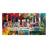 cheap Famous Prints-1pc Modern Artistic Graffiti Painting of &#039;The Last Supper&#039; - Home Decor Wall Art for Corridor Porch or Any Room
