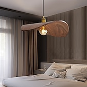 cheap Island Lights-LED Pendant Light Wooden Wabi-Sabi Pendant Lights,Nordic Light Fixture,Minimalist Lamp,Wabi Sabi Lampshade,Rustic WabiSabi Ceiling Light Pendant Light 110-240V