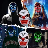 olcso Halloween kellékvilágítás-halloween led izzó maszk új party rave neon maszk dekor horror bohóc világító maszk álarcos maszk klub cosplay jelmez kellékek