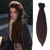 cheap Crochet Hair-36 Blonde Dreadlocks Extension Soft Handmade Synthetic Crochet Hair Super Long 0.6cm Dread Extensions Reggae Style for Women