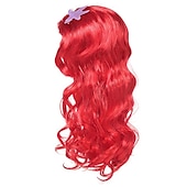 economico Parrucche dei personaggi dei film-parrucca da principessa sirena ariel treccia con la principessa tiara collana guanti non compresi vestito da principessa sirena ariel dress up cosplay accessori per bambini ragazze parrucche di