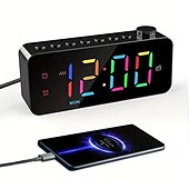 economico elettrodomestici-Sveglia digitale radio fm con cambio colore rgb dinamico 1pc con timer di spegnimento e doppia sveglia - Orologio elettronico a led 12/24h a 8 colori