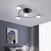 cheap Dimmable Ceiling Lights-Modern Semi Flush Mount Ceiling Light Circular Acrylic 4/6 Heads LED Ceiling Lamp Nordic Grey Sputnik Light Fixture with Wood Decoration for Living Room Dining Room Bedroom 110-240V
