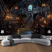 cheap Halloween Wall Tapestries-Halloween Horror House Hanging Tapestry Wall Art Large Tapestry Mural Decor Photograph Backdrop Blanket Curtain Home Bedroom Living Room Decoration
