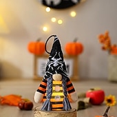 cheap Hallowen Prop Lighting-Halloween Bat Hat Faceless Gnome Doll with Lights Hanging Pendant Tree Decor Harvest Sunflowers Plush Doll Decorations For Home