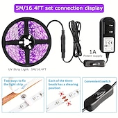 זול תקע רצועת אורות-5 מטר 2x5M סרטי תאורת LED גמישים ערכות תאורה 300-600 נוריות 2,835 SMD 8 מ&quot;מ 1 תושבת הרכבה 1set לבן חם סגול רצועת אורות LED חג ליל כל הקדושים נדבק לבד 12 V