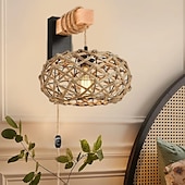 abordables Apliques de pared-Vintage Campestre Lámparas de pared para interiores Sala de estar Comedor cuerda de cáñamo Luz de pared 110-120V 220-240V