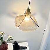 economico Luci Isola cucina-lampada a sospensione a led design floreale in vetro paralume ambra e12/e14 lampada a sospensione per interni loft lampada a sospensione a soffitto regolabile in altezza camera da letto bar