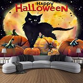 Halloween Decorations Tapestry Jack O Lantern Pumpkin Decor Wall Art Large Hanging Tapestry Mural Photograph Backdrop Blanket Curtain Home Bedroom Living Room Bats Haunted House Graveyard4