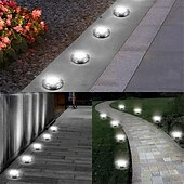 cheap Ground Lights-LED Solar Ground Light Outdoor Waterproof Garden Decoration Light Landscape Lawn Pathway Stairs Buried Deck Lights 12 LEDs