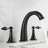 cheap Multi Holes-Widespread Bathroom Faucet Sink Mixer Basin Taps, Twin Handle Vessel Tap with Cold and Hot Hose