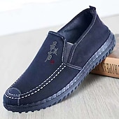 baratos Sapatos Casuais Slip-On-Homens Mocassins e Slip-Ons Sapatos casuais masculinos Tênis Slip-on Sapatos Confortáveis Casual Diário Lona Respirável Confortável Antiderrapante Mocassim Preto Azul Primavera Outono