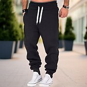 levne Tepláky-Pánské Tepláky Běžci Běžec Kalhoty Šňůrky Elastický pas Pevná barva Pohodlné Prodyšné Ležérní Denní Streetwear Sportovní Módní Černobílá Černá Lehce elastické