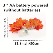 abordables Alimentación por batería-Guirnalda de hojas de arce LED de 3 metros con 20 luces, alimentada por batería, para fiestas, otoño, escaleras, barandilla, luz decorativa