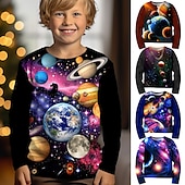 voordelige Jongens 3D Visie &amp; Geometrie-Jongens 3D Grafisch Heelal Ruimte T-shirt Lange mouw 3D-afdrukken Zomer Lente Herfst Sport Modieus Streetwear Kinderen 3-12 jaar Buiten Casual Dagelijks Normale pasvorm