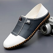 cheap Men&#039;s Slip-ons &amp; Loafers-Men&#039;s Casual Leather Loafers – Slip-On Two-Tone Driving Shoes with Non-Slip Sole for Daily Wear