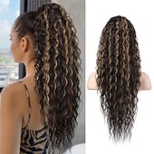 baratos Rabos-de-Cavalo-Com Cordão Rabos-de-Cavalo Feminino / Macio / Clássico Cabelo Sintético Pedaço de cabelo Alongamento Encaracolado 26 polegadas Festa / Noite / Roupa Diária / Férias