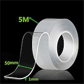 baratos Utensílios para o Lar-1 rolo de 5 m 2/3/5 cm de largura transparente fita dupla face nano fita autoadesiva sem vestígios fita reutilizável cola adesivo para carro cozinha banheiro
