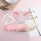 cheap Hair Styling Accessories-Handmade Cosplay Children&#039;S Performance Anime Cute Fox Color Rabbit Fur Animal Ears Hair Hoop Tail Accessory Set