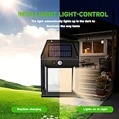 cheap Outdoor Wall Lights-LED Solar Wall Light Motion Sensor Garden Light Dusk To Dawn Outdoor Lighting IP65 Waterproof Black And White Double Color Garden Landscape Christmas Decoration Warm Light