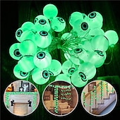 cheap Halloween Lights-Halloween Eyeball Atmosphere Led String Lights 3M 20Leds Halloween Decoration Green Lights AA Battery Power For Party Horror Lighting