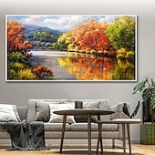 preiswerte Landschaftsgemälde-Handgefertigte Ölgemälde auf Leinwand, Wandkunst, Dekoration, Flüsse und Seen spiegeln die natürliche Landschaft für die Inneneinrichtung wider, gerolltes, rahmenloses, ungedehntes Gemälde