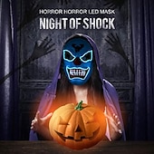 olcso Halloween kellékvilágítás-halloween led izzó maszk új party rave neon maszk dekor horror bohóc világító maszk álarcos maszk klub cosplay jelmez kellékek