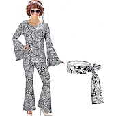 Недорогие Наряды-Ретро Хиппи В стиле 1970-х Косплэй Kостюмы Инвентарь Налобная повязка Вспышка рукава Хиппи Диско Маскарадный костюм Жен. Хэллоуин Карнавал Маскарад Вечеринка / ужин Праздники Парад гордости Взрослые