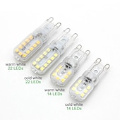 abordables Ampoules LED double broche-10 pièces g9 lumière led ampoule dimmable 3w 5w smd 2835 projecteur pour lustre en cristal remplacer 20w 30w lampe halogène éclairage ac 220v