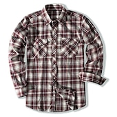 preiswerte Hemdjacke für Herren-Herren Hemd Flanellhemd Kariertes Hemd Knopfhemd Overshirt Karo Outdoor Alltagskleidung Weiß Wein Rote Marineblau Langarm Revers Frühling &amp; Herbst Bekleidung Fronttasche