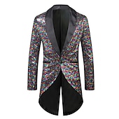 billige Topper-Retro / vintage 1980erne Jakke ملابس السهرة للرجال tailcoat Disk Paljetter Herre Halloween Karneval Maskerade Fest Fest / aften Stadie Voksne Frakk